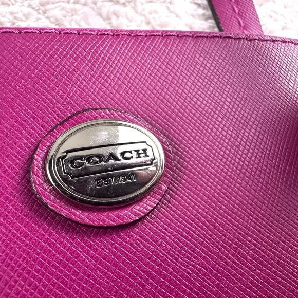 Coach F25671 Peyton Cora Dome Satchel Magenta Saffiano Leather Top Handle Bag - Picture 6 of 16